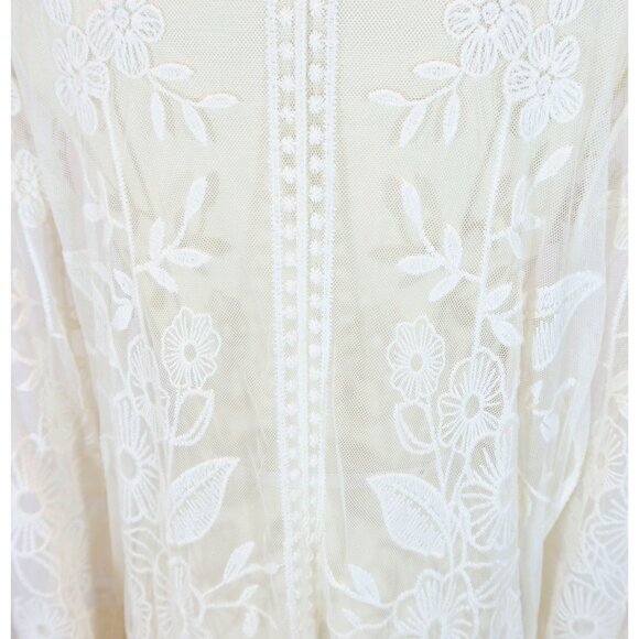 LANE BRYANT Sheer Embroidered Lace Open Duster Cardigan Kimono Size 14/16 Boho - Picture 4 of 7